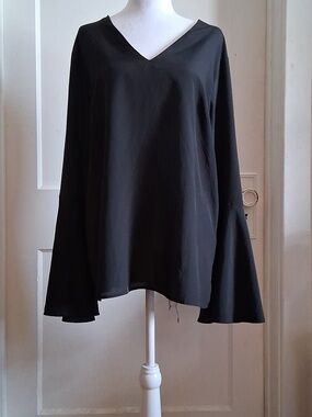 Banana Republic Black V-Neck Long Sleeve Blouse